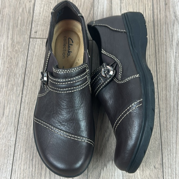 New nwt perfect Clarks Collection Leather Slip-on Carleigh Pearl Dark Brown 8 - Picture 6 of 11